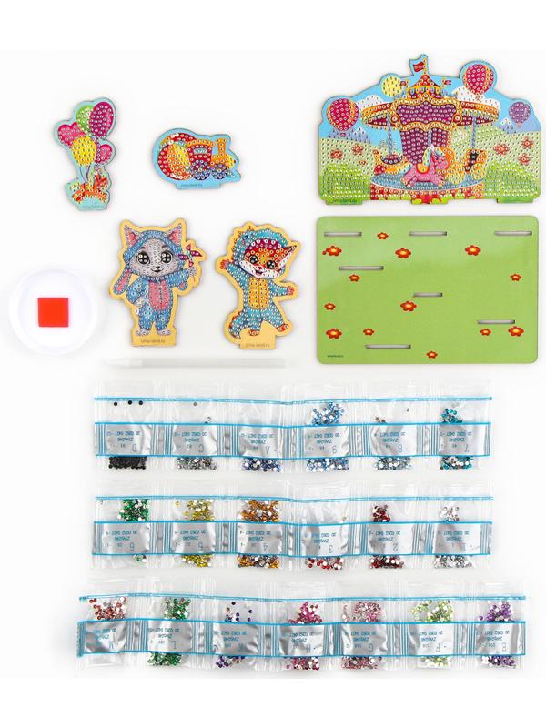 Алмазная мозаика для детей с частичным заполнением на фигурках «Милые Зверята»