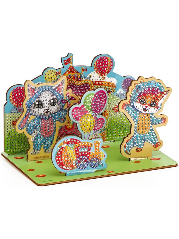 Алмазная мозаика для детей с частичным заполнением на фигурках «Милые Зверята»