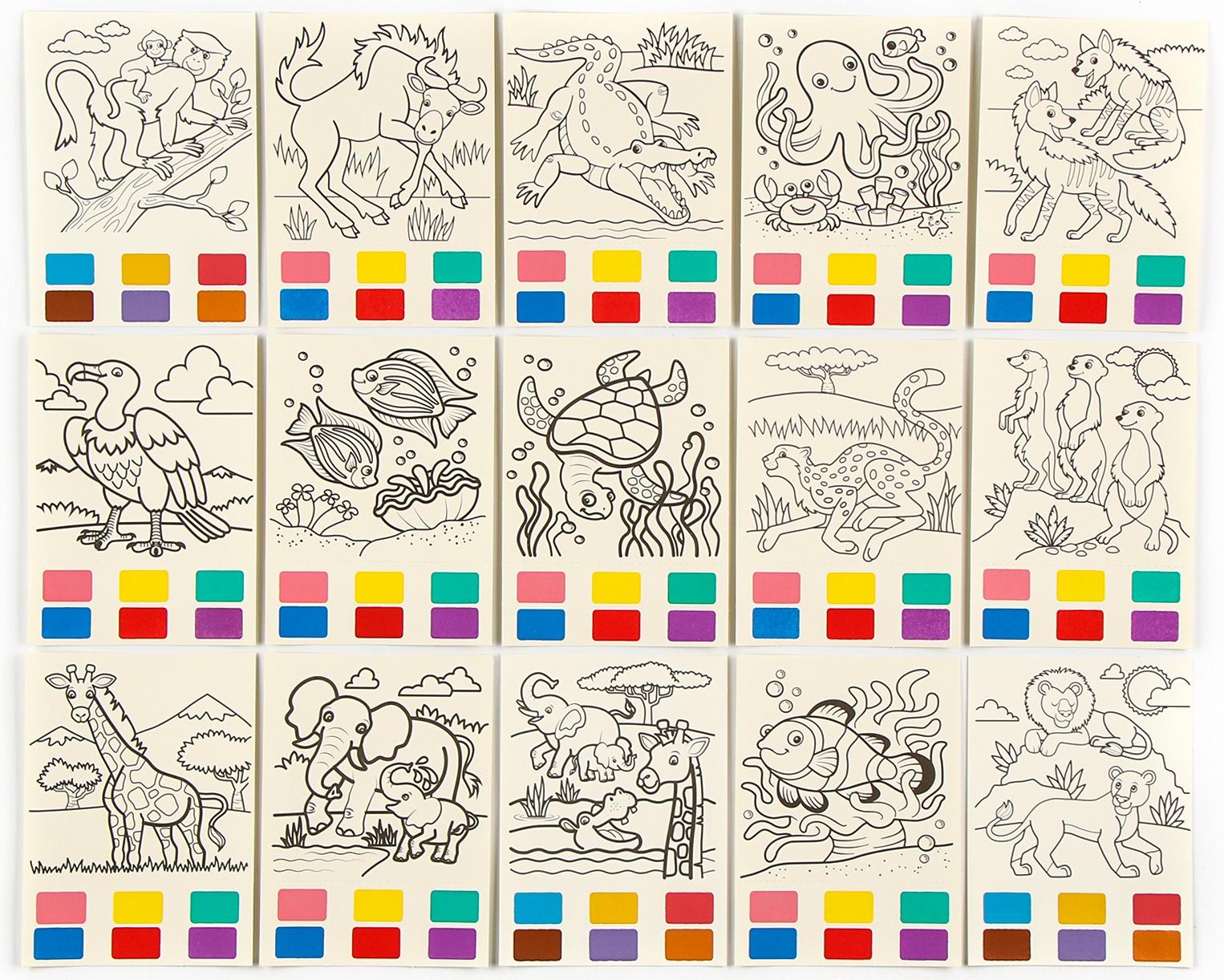 Водная раскраска «Животные», с кисточкой и мольбертом, виды МИКС