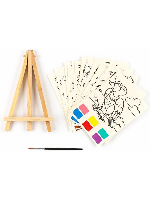 Водная раскраска «Животные», с кисточкой и мольбертом, виды МИКС