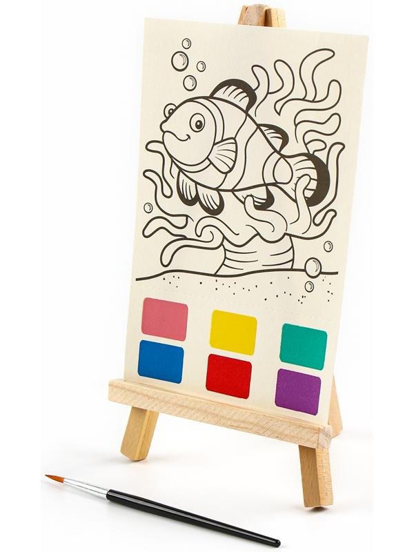 Водная раскраска «Животные», с кисточкой и мольбертом, виды МИКС