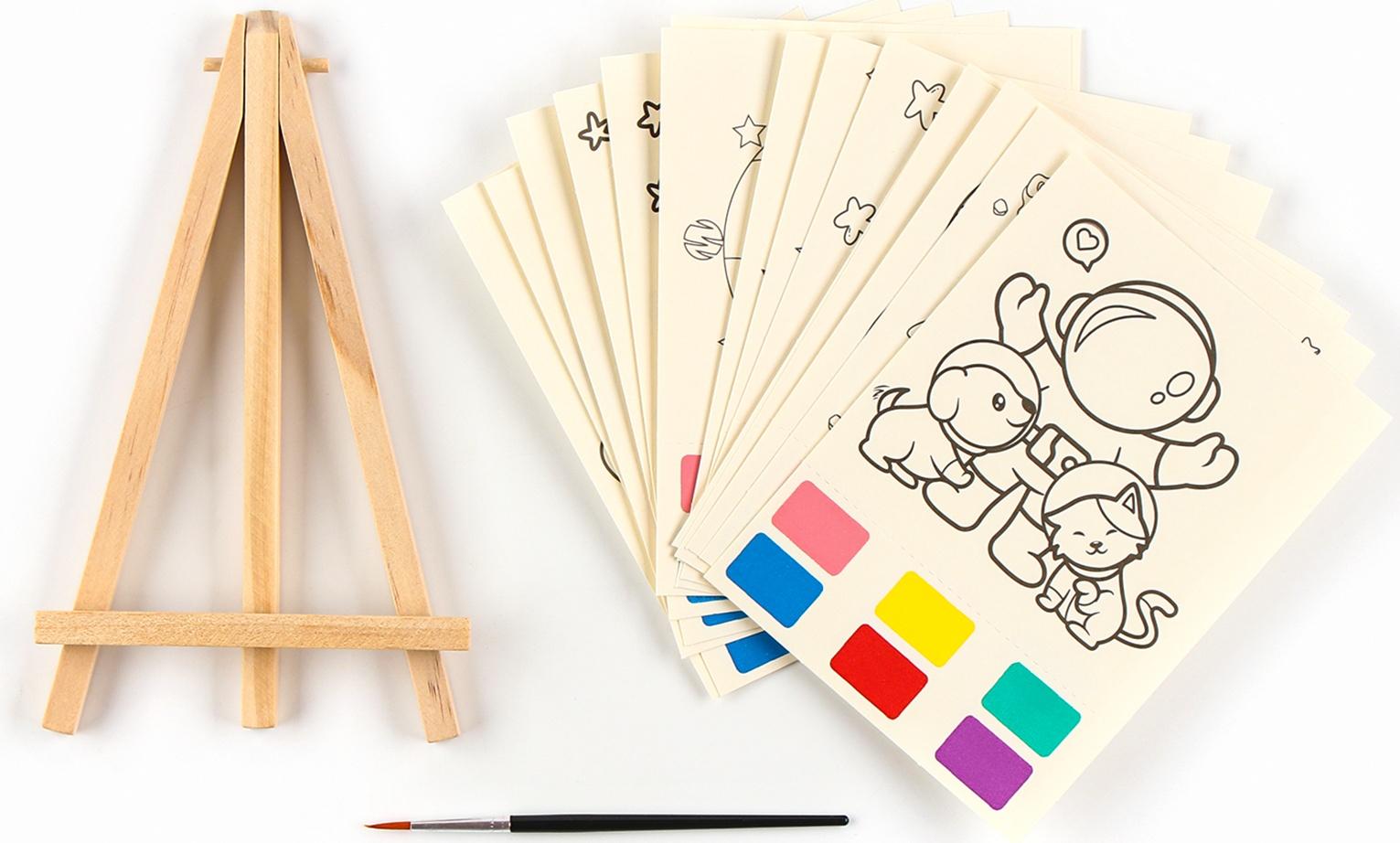 Водная раскраска «Космос», с кисточкой и мольбертом, виды МИКС