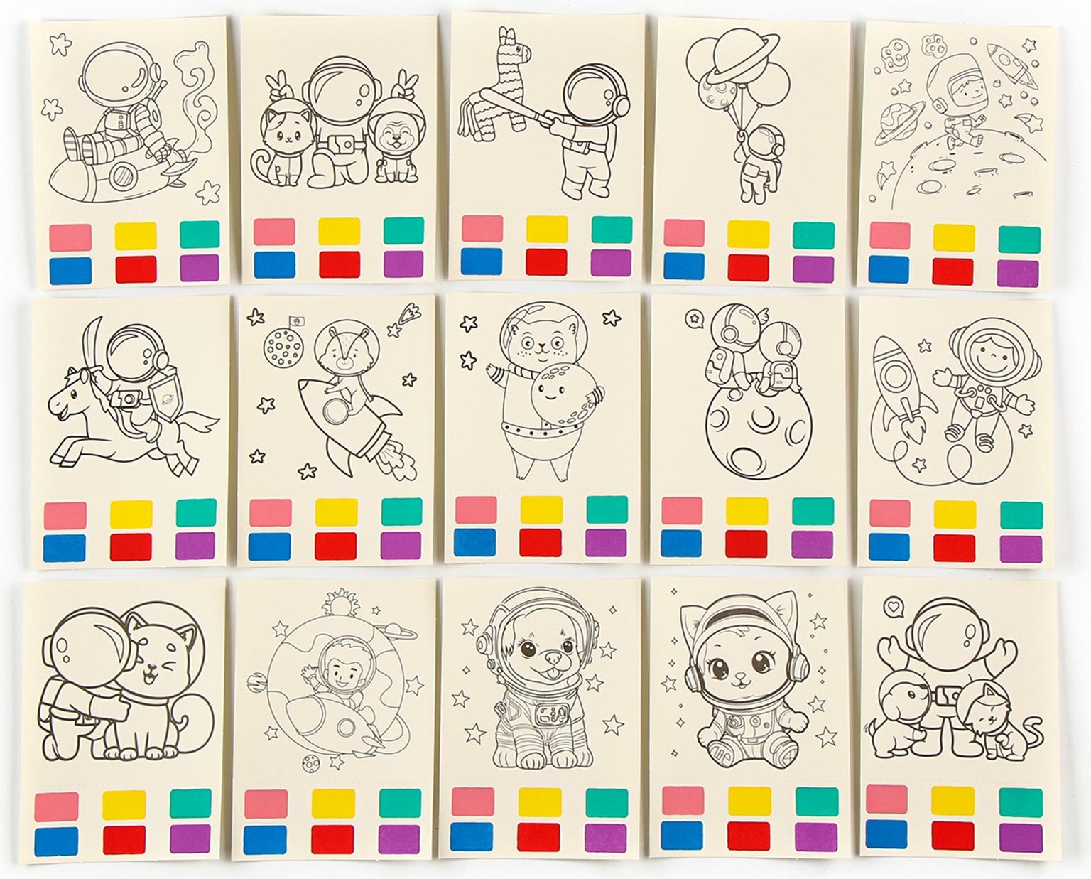 Водная раскраска «Космос», с кисточкой и мольбертом, виды МИКС