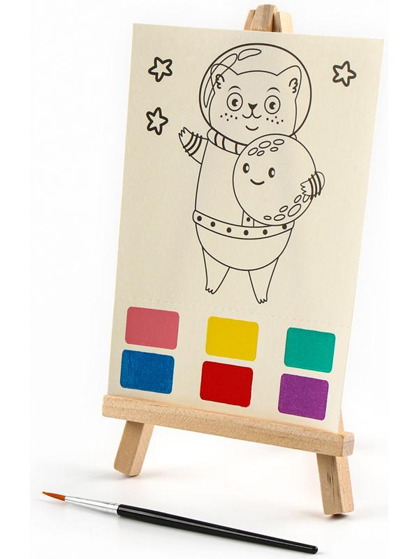 Водная раскраска «Космос», с кисточкой и мольбертом, виды МИКС