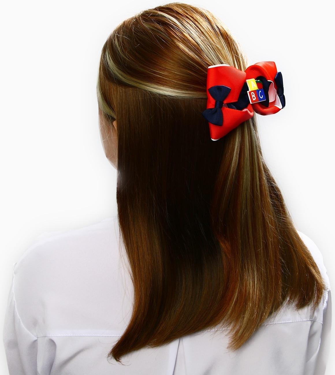 Бант для волос на заколке школьный, 11.5 см, Кошечка Мари