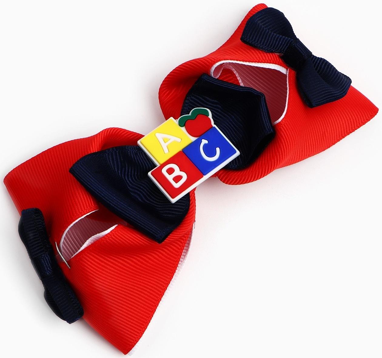 Бант для волос на заколке школьный, 11.5 см, Кошечка Мари