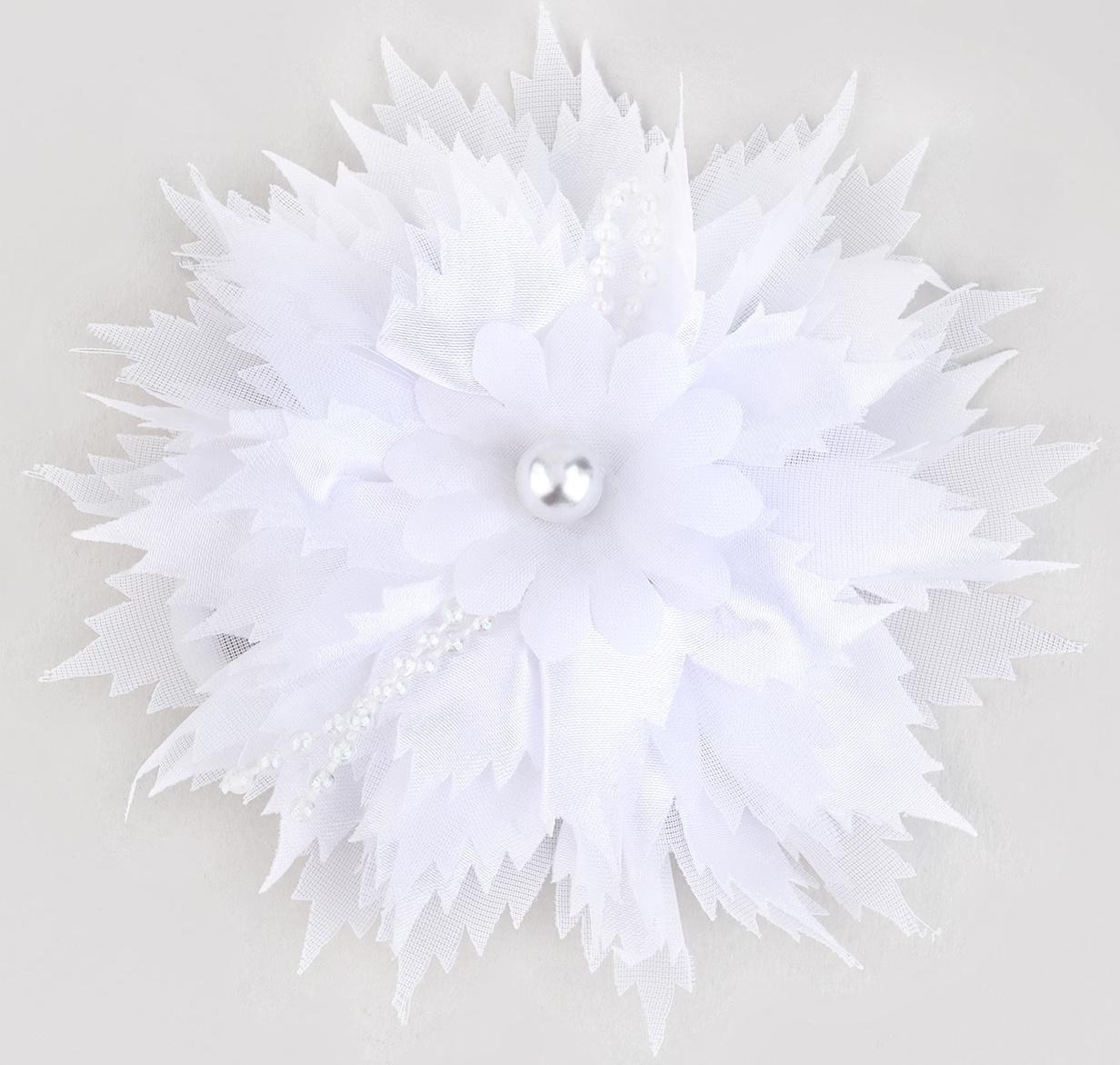 Бант для волос на резинке школьный, белый, 11 см, Кошечка Мари