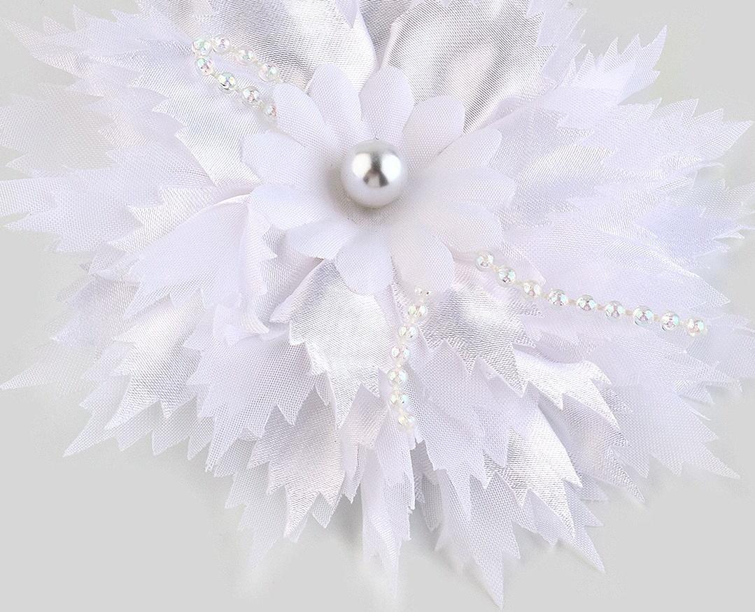 Бант для волос на резинке школьный, белый, 11 см, Кошечка Мари