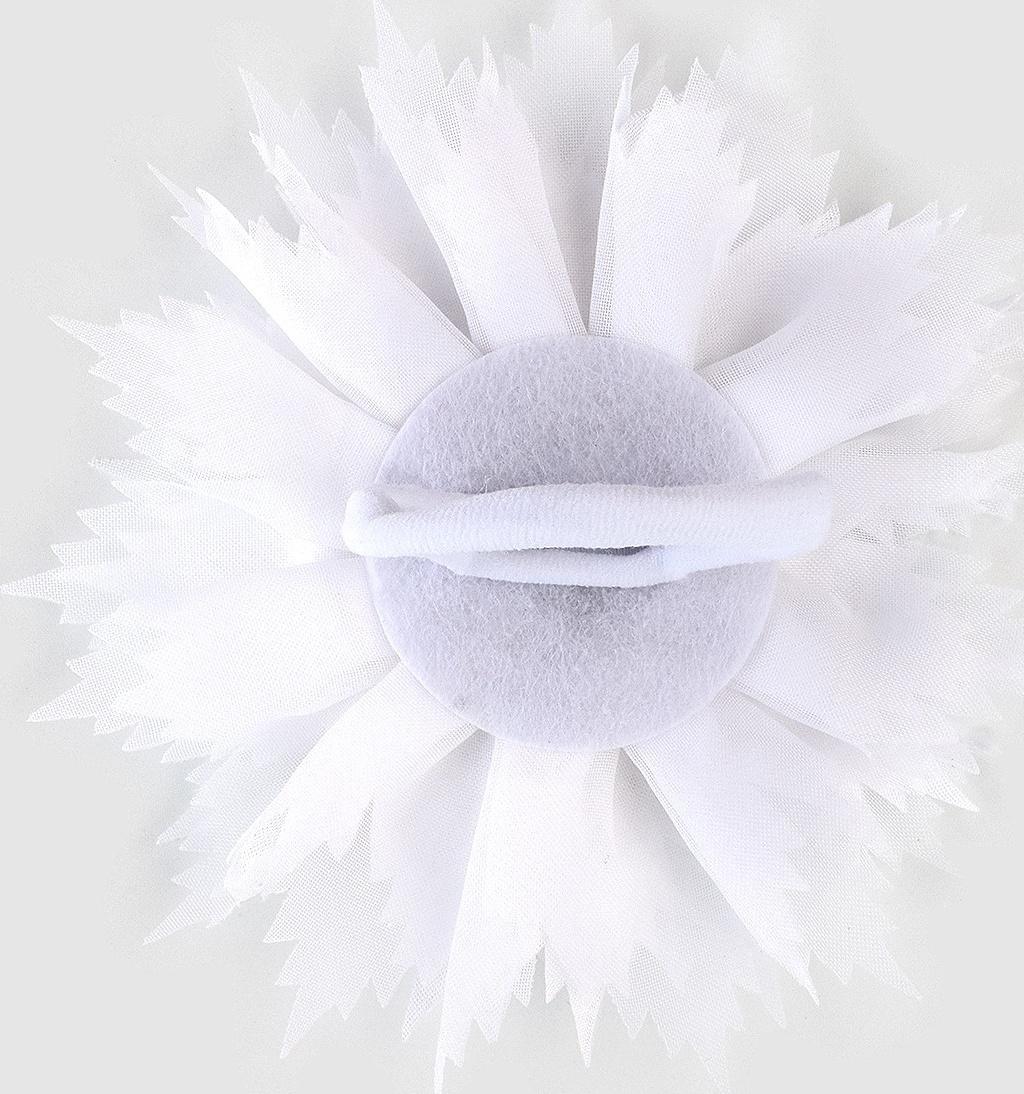 Бант для волос на резинке школьный, белый, 11 см, Кошечка Мари