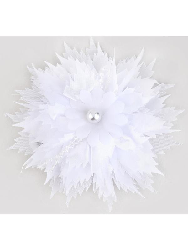 Бант для волос на резинке школьный, белый, 11 см, Кошечка Мари