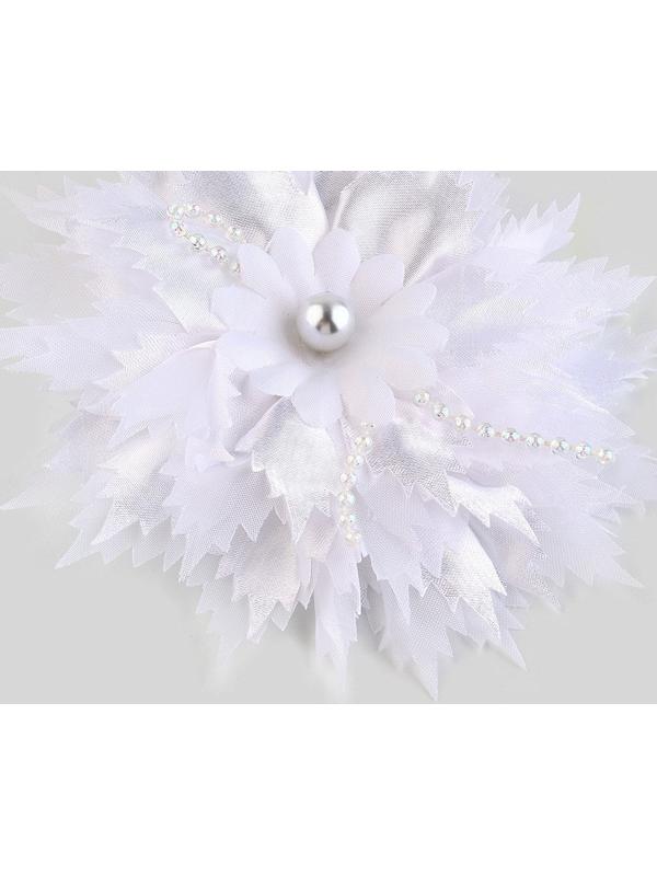 Бант для волос на резинке школьный, белый, 11 см, Кошечка Мари