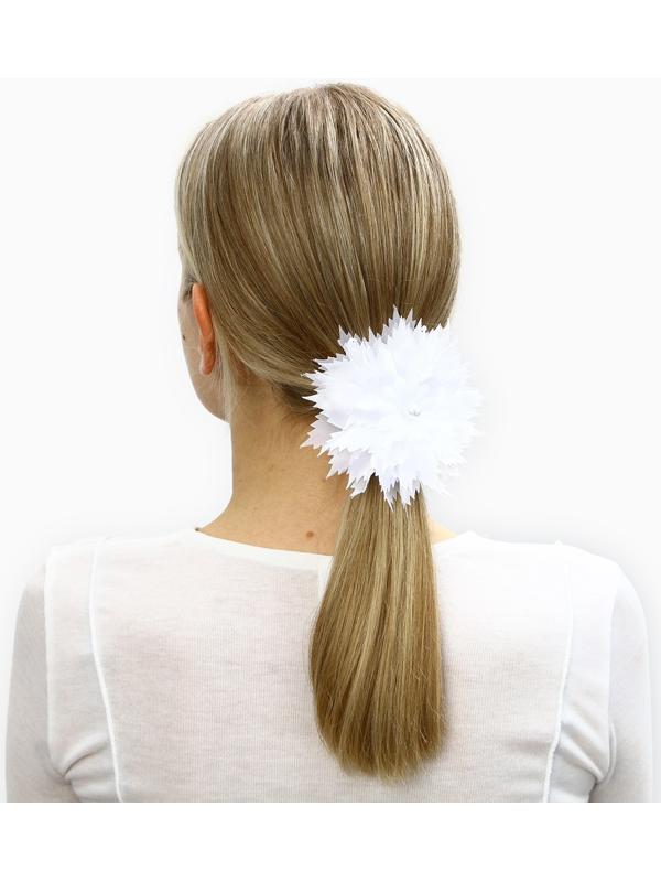 Бант для волос на резинке школьный, белый, 11 см, Кошечка Мари