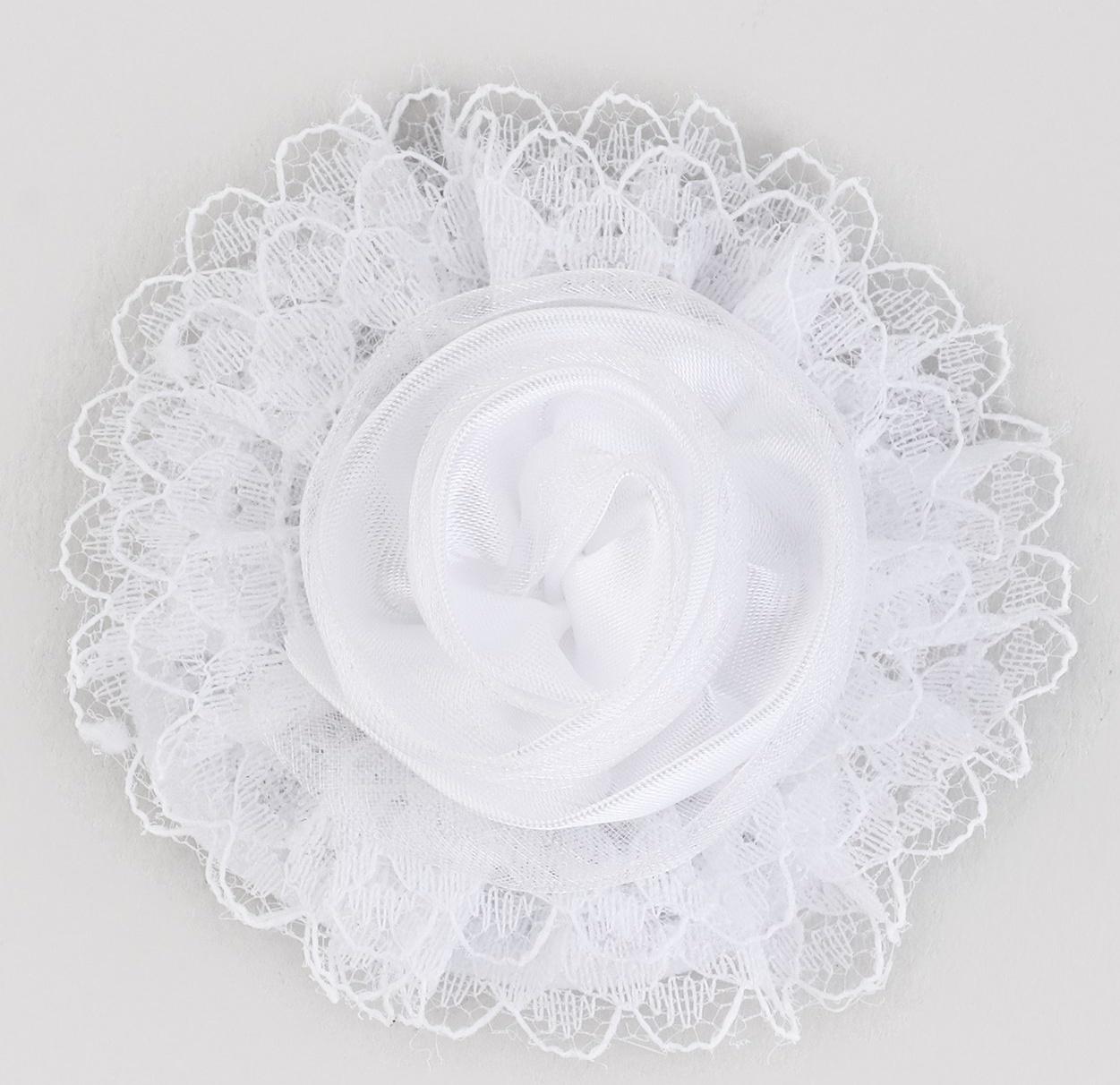 Бант для волос на резинке школьный, белый, 6.5 см, Кошечка Мари