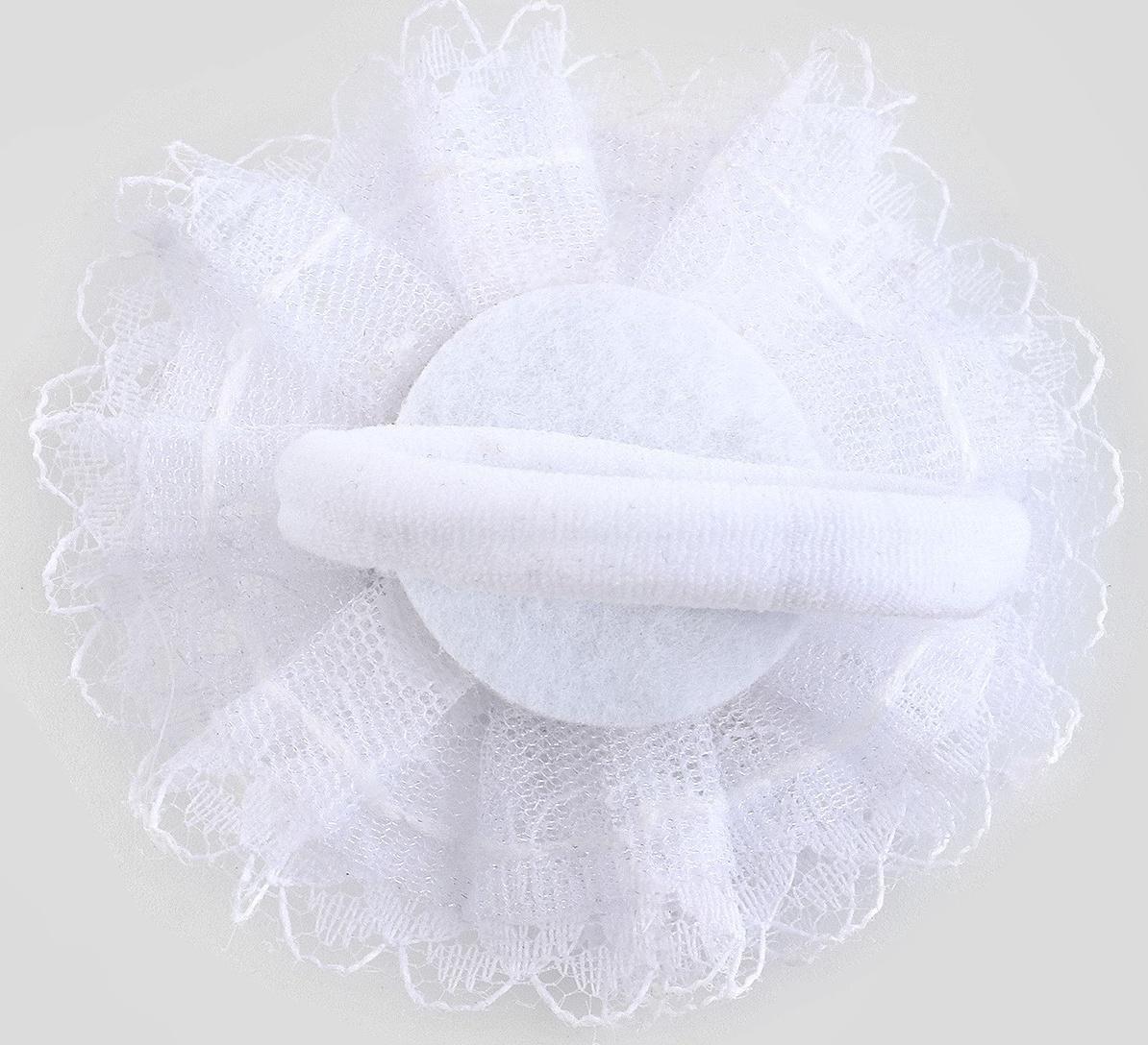 Бант для волос на резинке школьный, белый, 6.5 см, Кошечка Мари