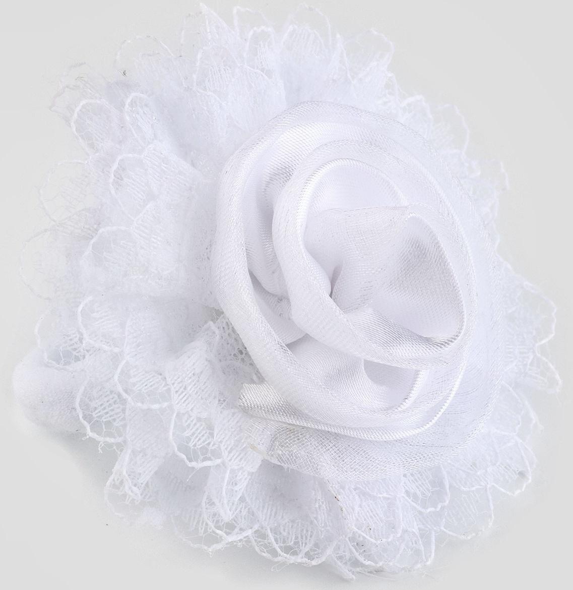 Бант для волос на резинке школьный, белый, 6.5 см, Кошечка Мари