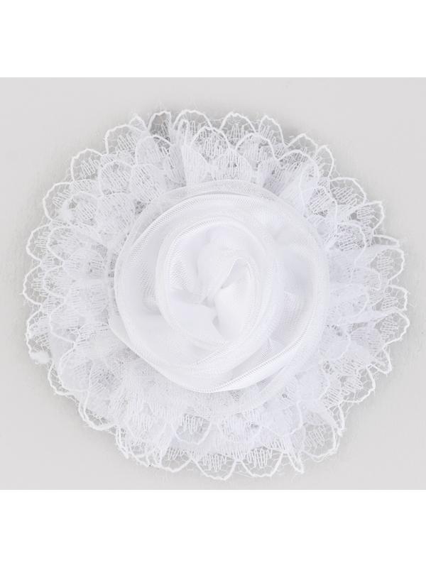 Бант для волос на резинке школьный, белый, 6.5 см, Кошечка Мари