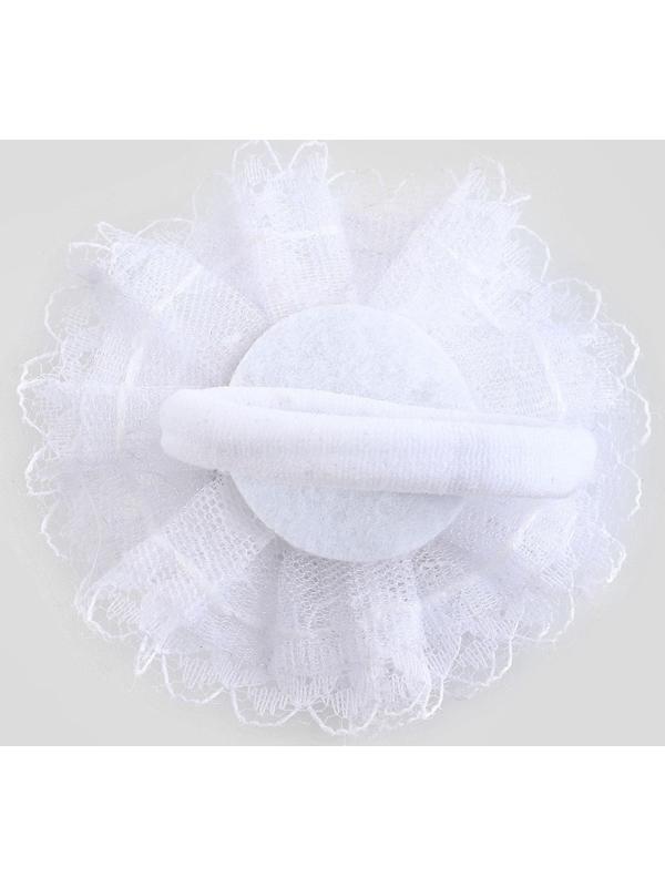 Бант для волос на резинке школьный, белый, 6.5 см, Кошечка Мари