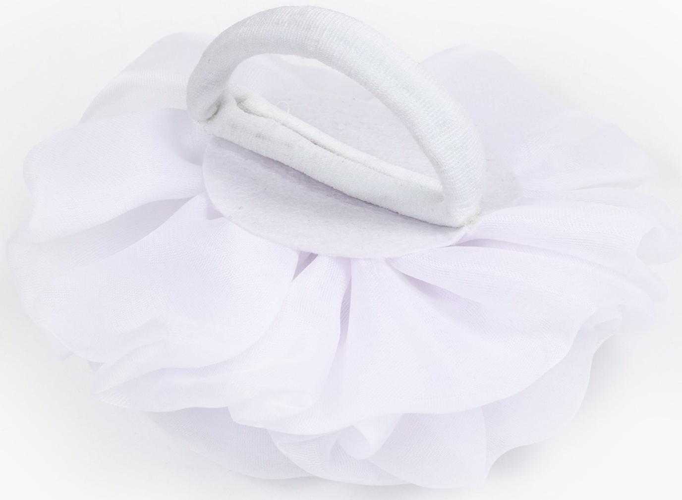 Бант для волос на резинке школьный, белый, 13 см, Принцессы