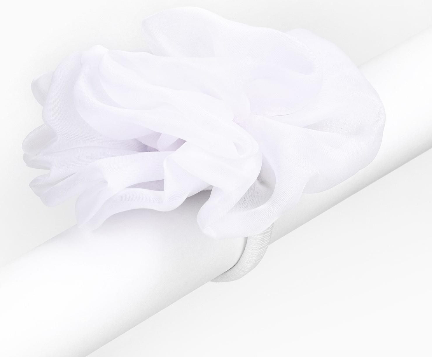 Бант для волос на резинке школьный, белый, 13 см, Принцессы