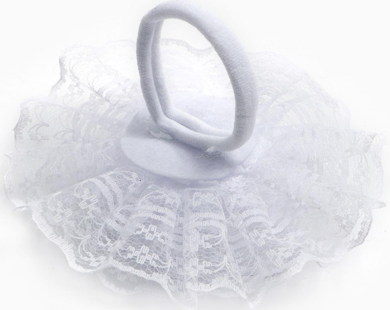 Бант для волос на резинке школьный, белый, 10.5 см, Принцессы