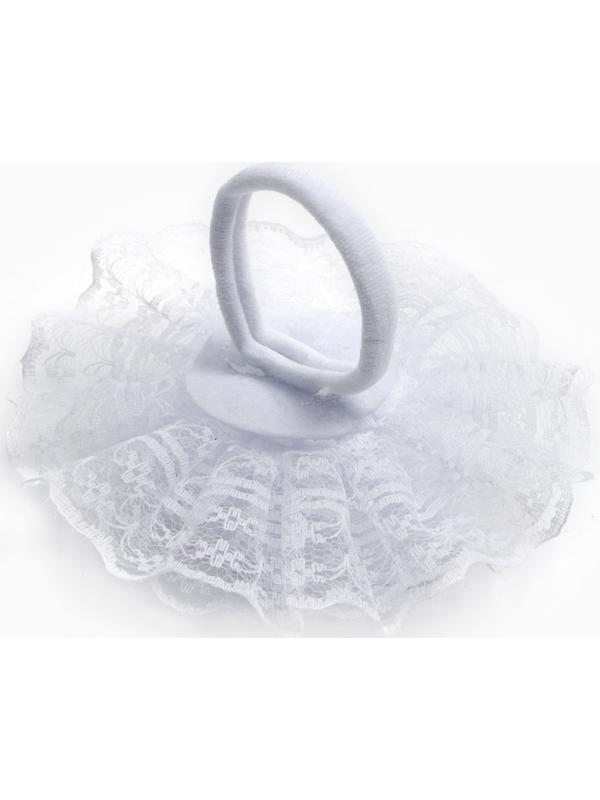 Бант для волос на резинке школьный, белый, 10.5 см, Принцессы