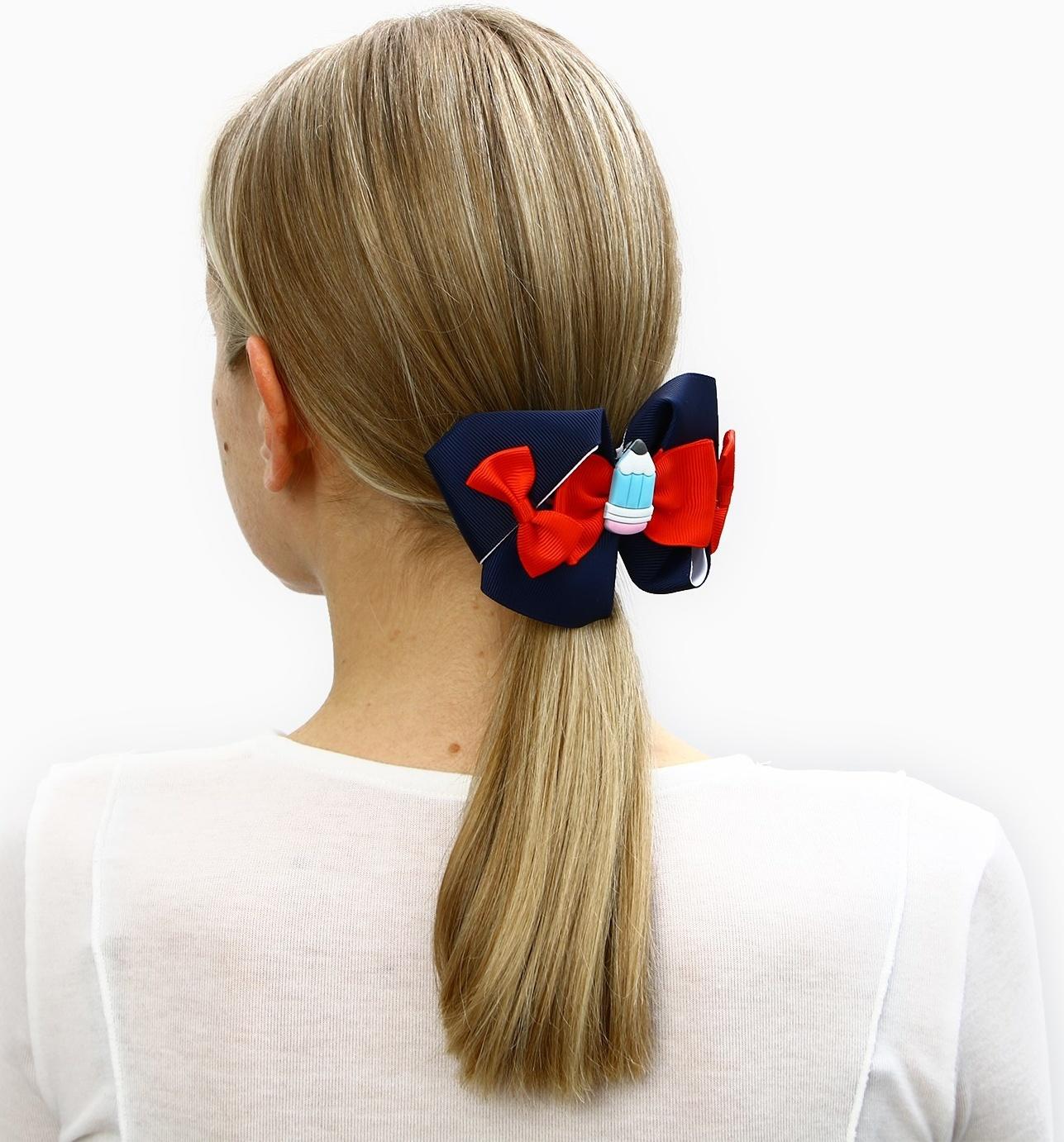 Бант для волос на заколке школьный, 12 см, Холодное сердце