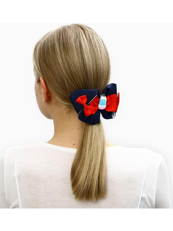 Бант для волос на заколке школьный, 12 см, Холодное сердце