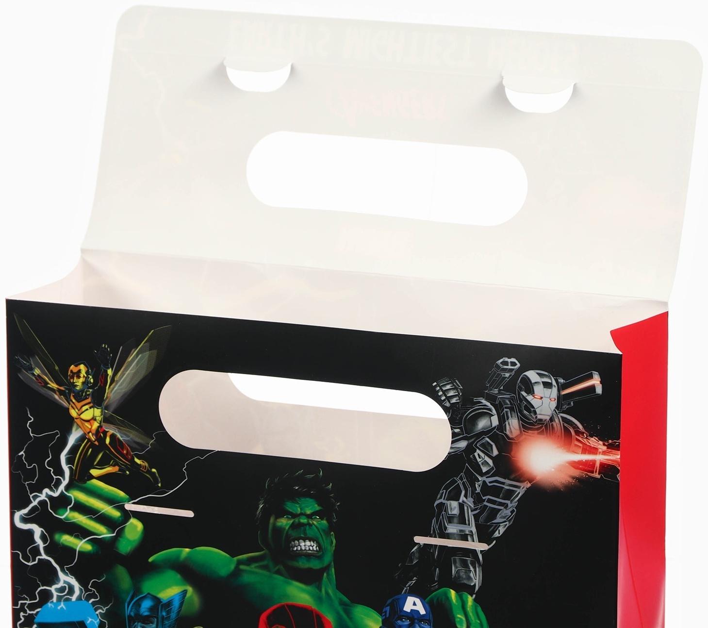 Пакет подарочный-коробка «Герои», Мстители, 24х20х7