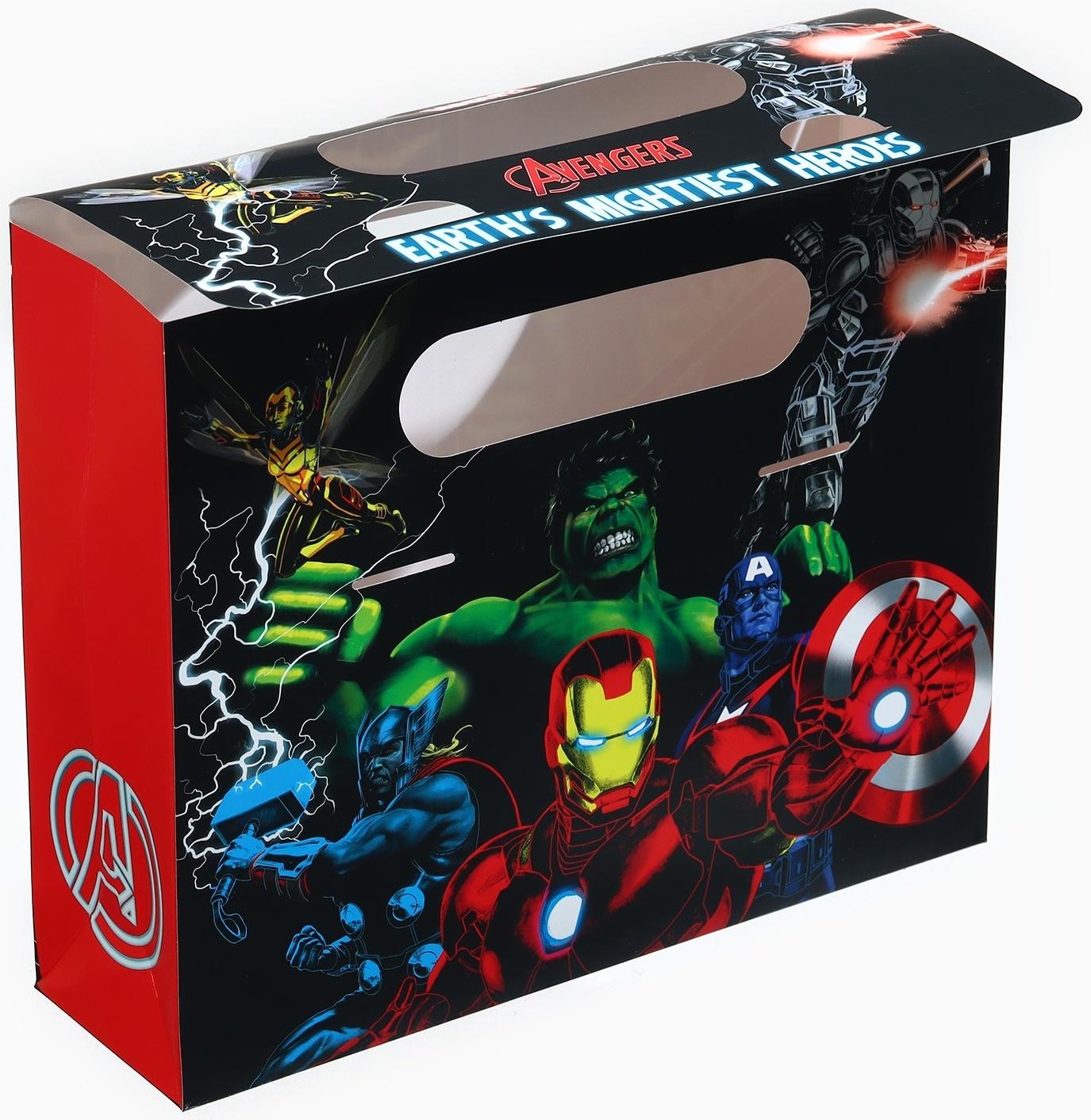 Пакет подарочный-коробка «Герои», Мстители, 24х20х7