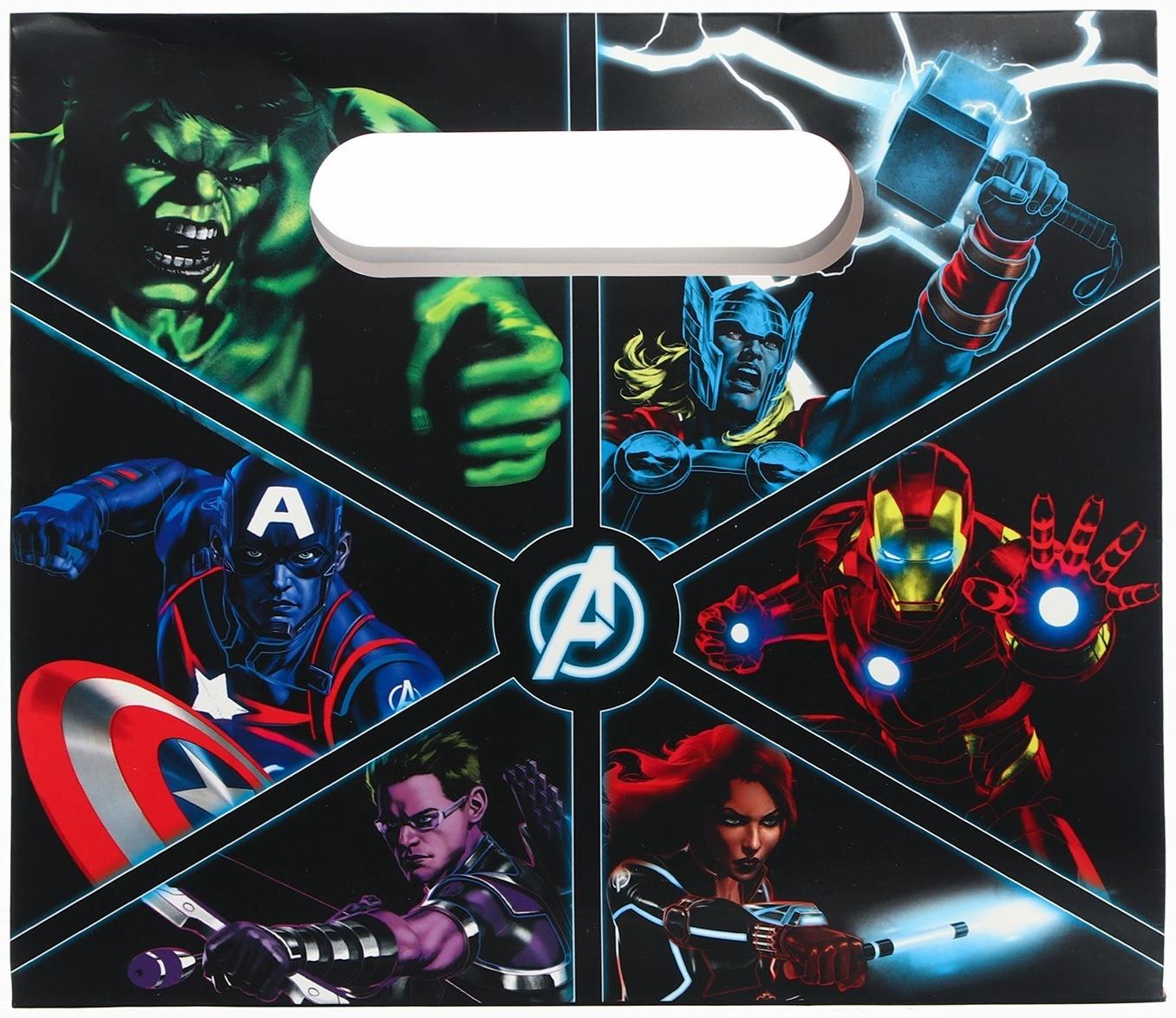 Пакет подарочный-коробка «Герои», Мстители, 24х20х7