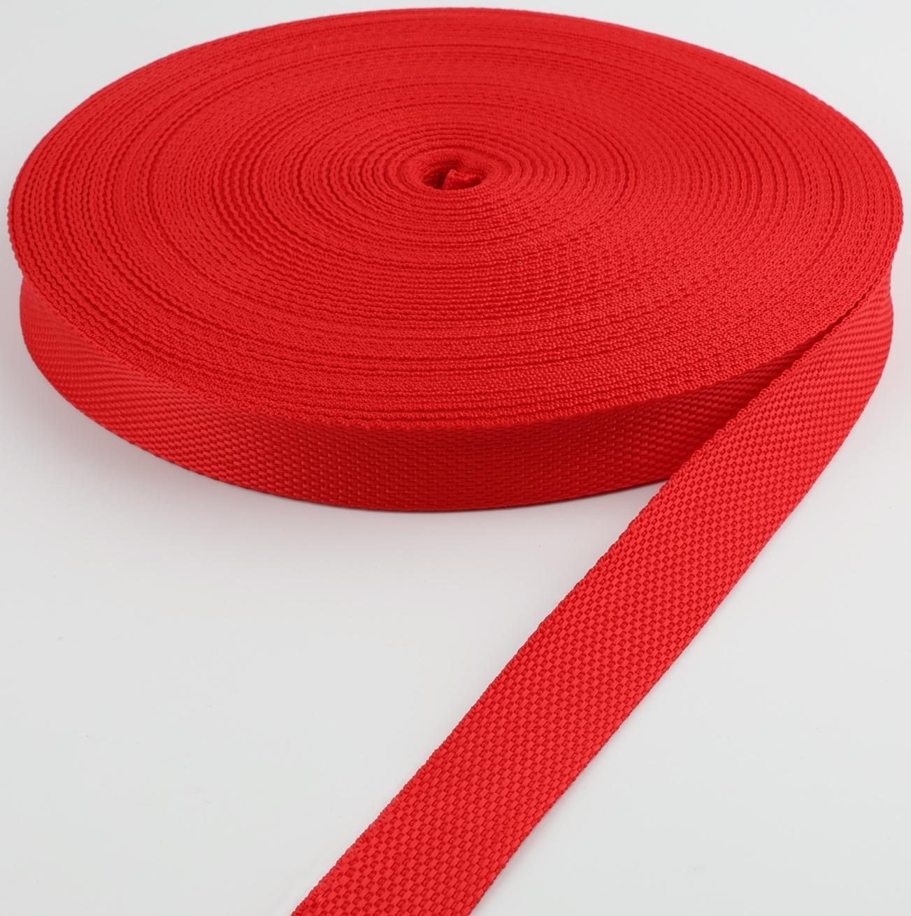 Стропа ременная, 25 мм, 50 ± 1 м, плотность 10,2 гр/м, цвет красный №35