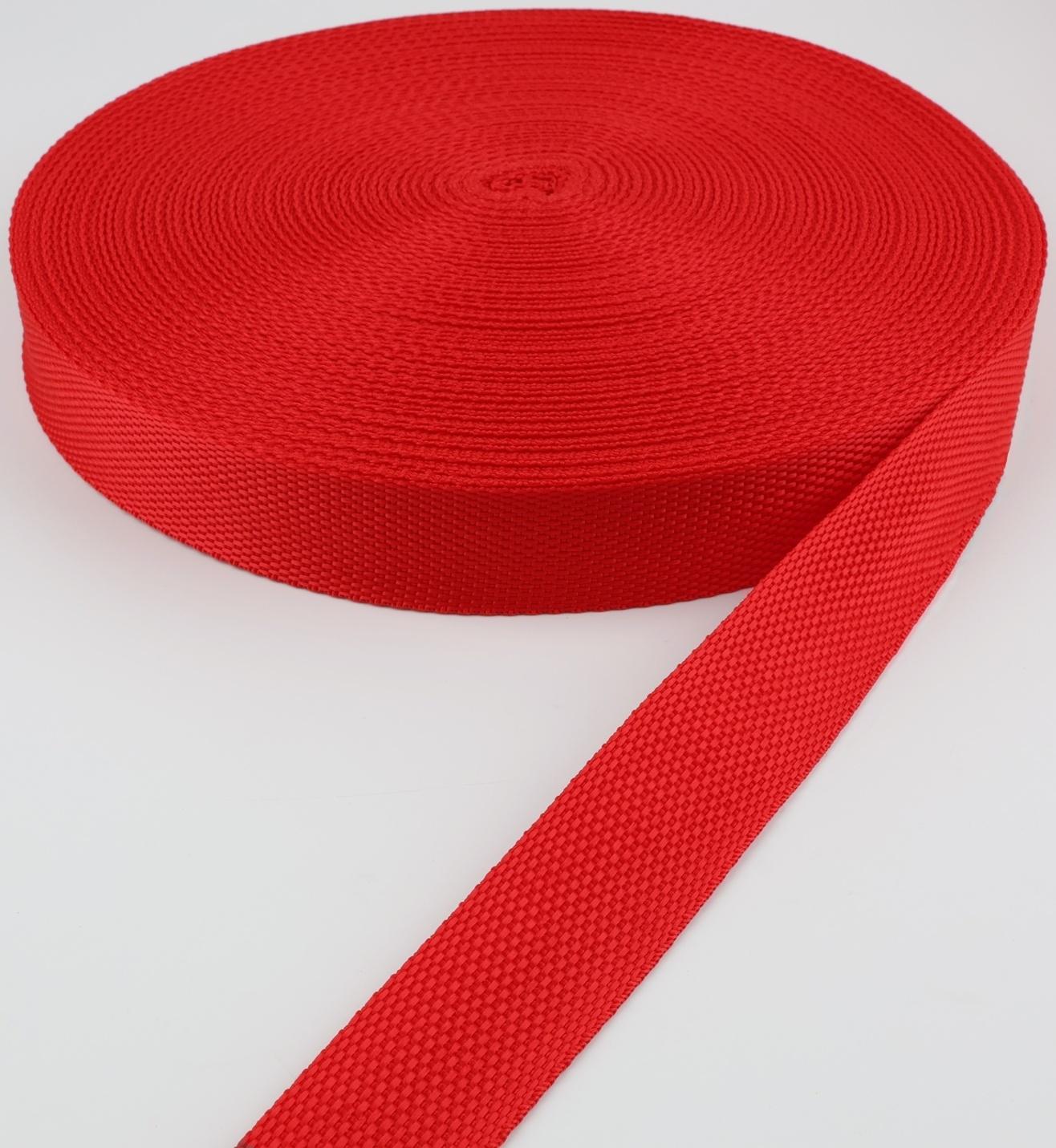 Стропа ременная, 30 мм, 50 ± 1 м, плотность 12,5 гр/м, цвет красный №35