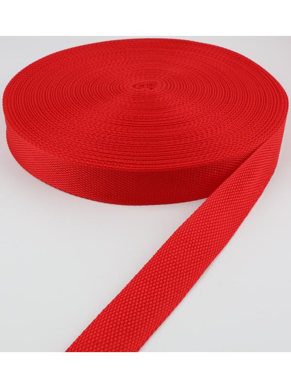 Стропа ременная, 30 мм, 50 ± 1 м, плотность 12,5 гр/м, цвет красный №35