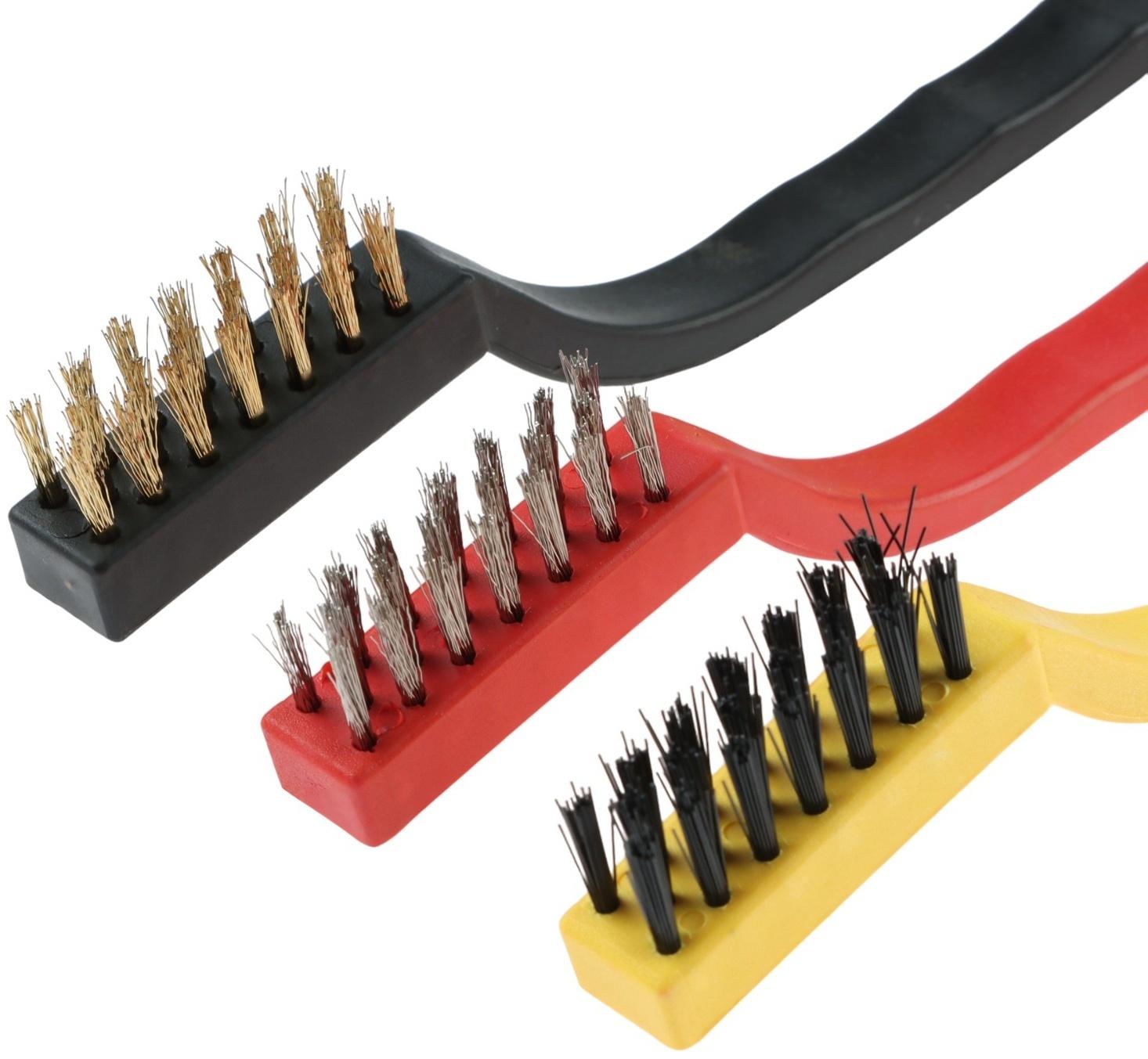 Щётка для чистки автомобиля, 17 см, металлическая щетина, микс, набор 3 шт