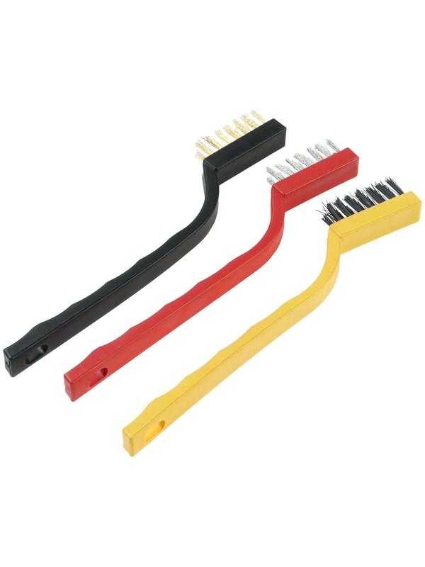 Щётка для чистки автомобиля, 17 см, металлическая щетина, микс, набор 3 шт