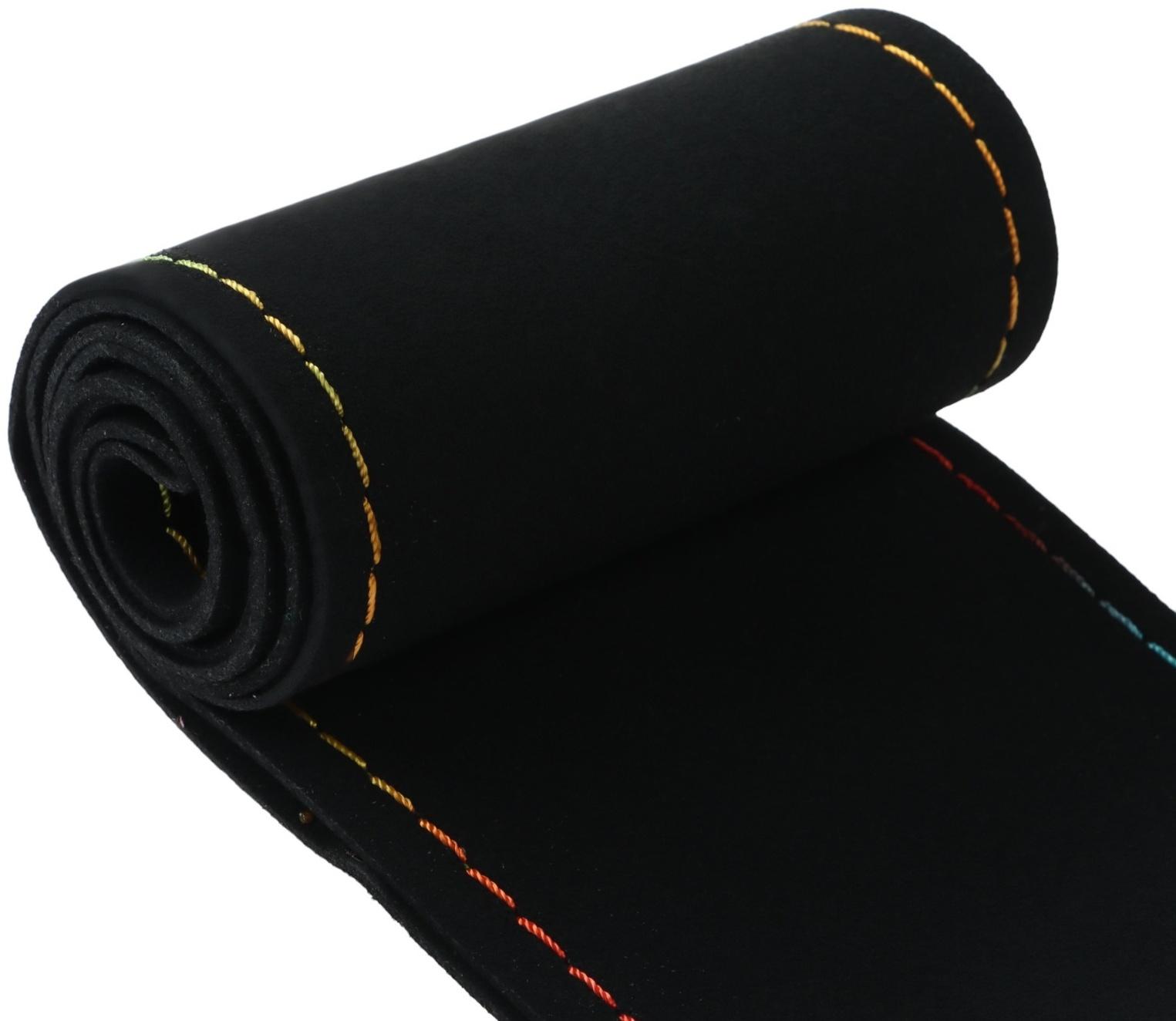 Оплётка на руль со шнуровкой, 38 см, чёрный, антискользящая, замша