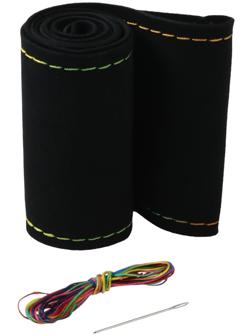 Оплётка на руль со шнуровкой, 38 см, чёрный, антискользящая, замша