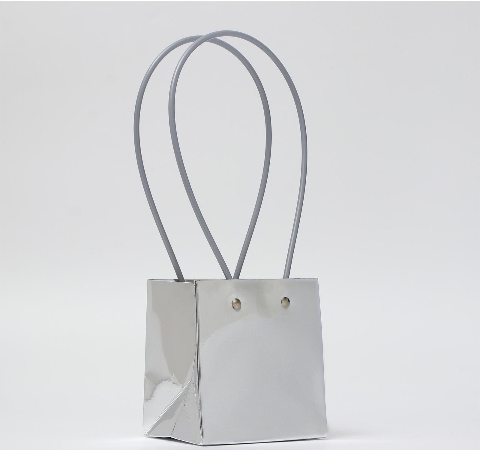 Сумка для цветов серебро, металлизированная, влагостойкая, 13х12х12 см