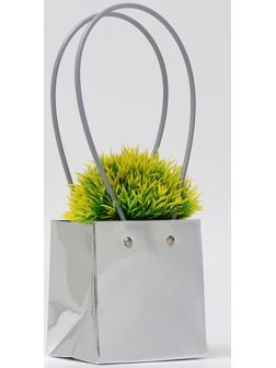 Сумка для цветов серебро, металлизированная, влагостойкая, 13х12х12 см