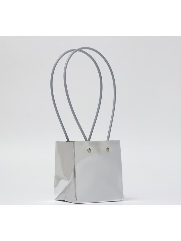 Сумка для цветов серебро, металлизированная, влагостойкая, 13х12х12 см