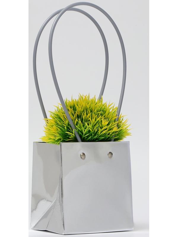Сумка для цветов серебро, металлизированная, влагостойкая, 13х12х12 см