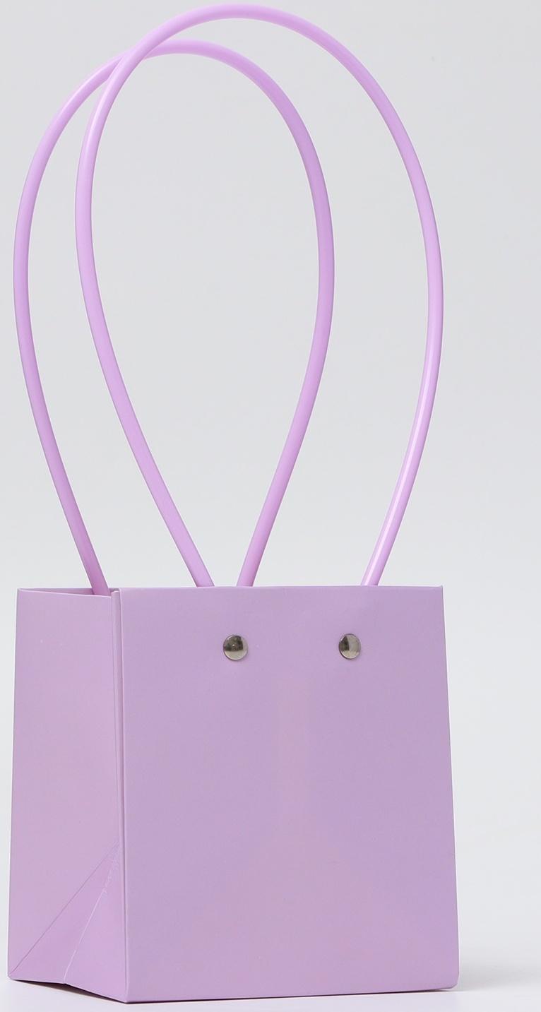 Сумка для цветов, квадратная, сиреневая, влагостойкая, 13×12×12 см