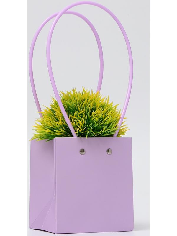 Сумка для цветов, квадратная, сиреневая, влагостойкая, 13×12×12 см