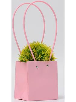 Сумка для цветов, квадратная, розовая, влагостойкая, 13×12×12 см