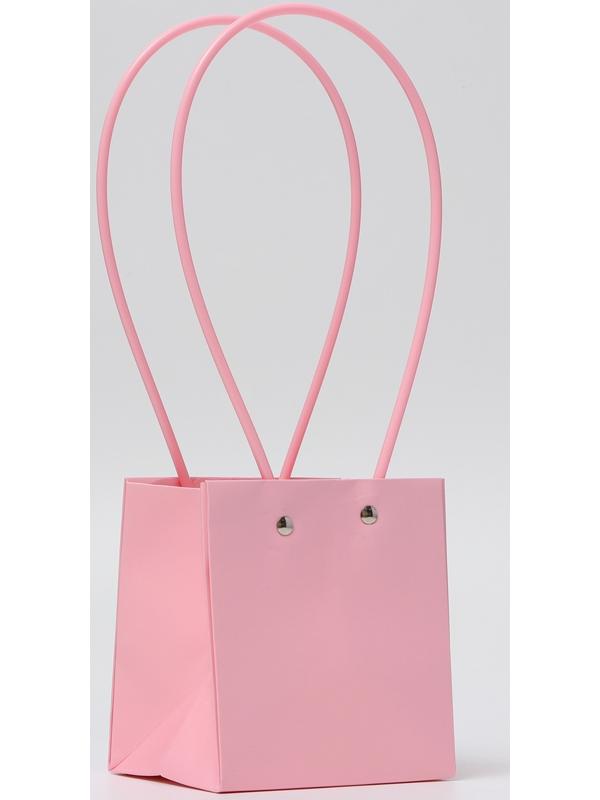 Сумка для цветов, квадратная, розовая, влагостойкая, 13×12×12 см