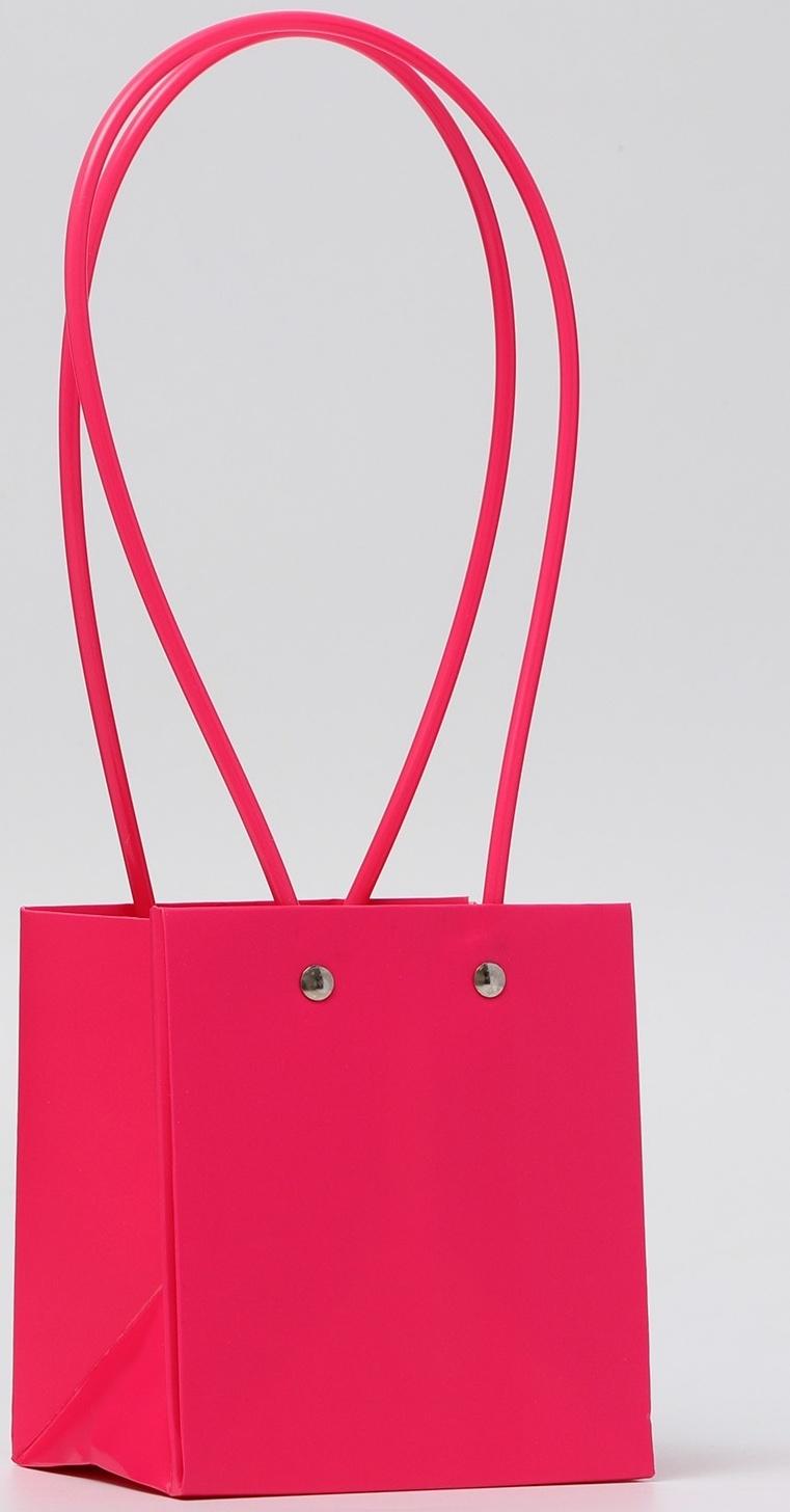 Сумка для цветов, квадратная, малиновая, влагостойкая, 13×12×12 см