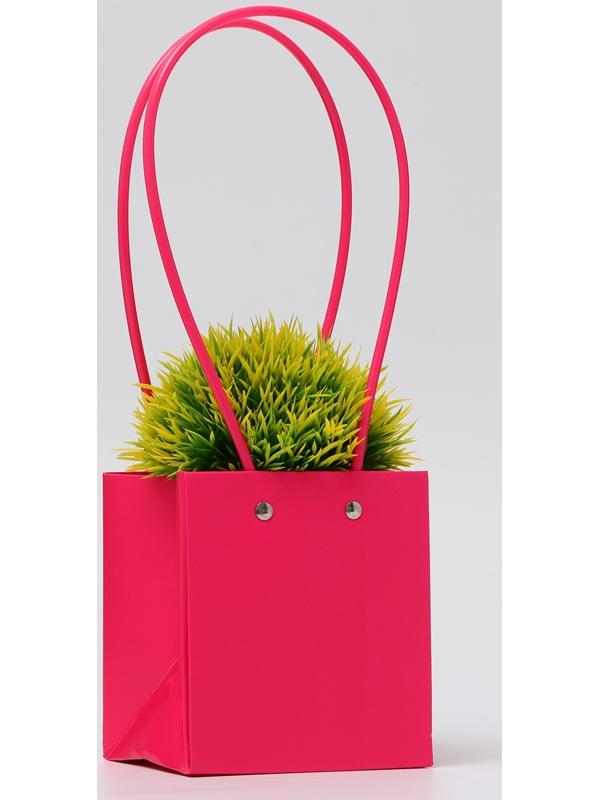 Сумка для цветов, квадратная, малиновая, влагостойкая, 13×12×12 см