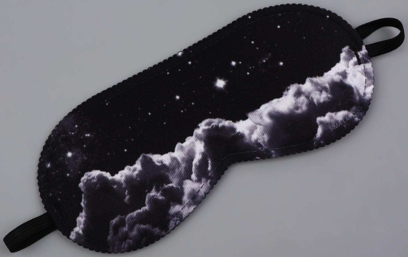 Маска для сна «Космос», 19 × 8,5 см, резинка одинарная, цвет чёрный