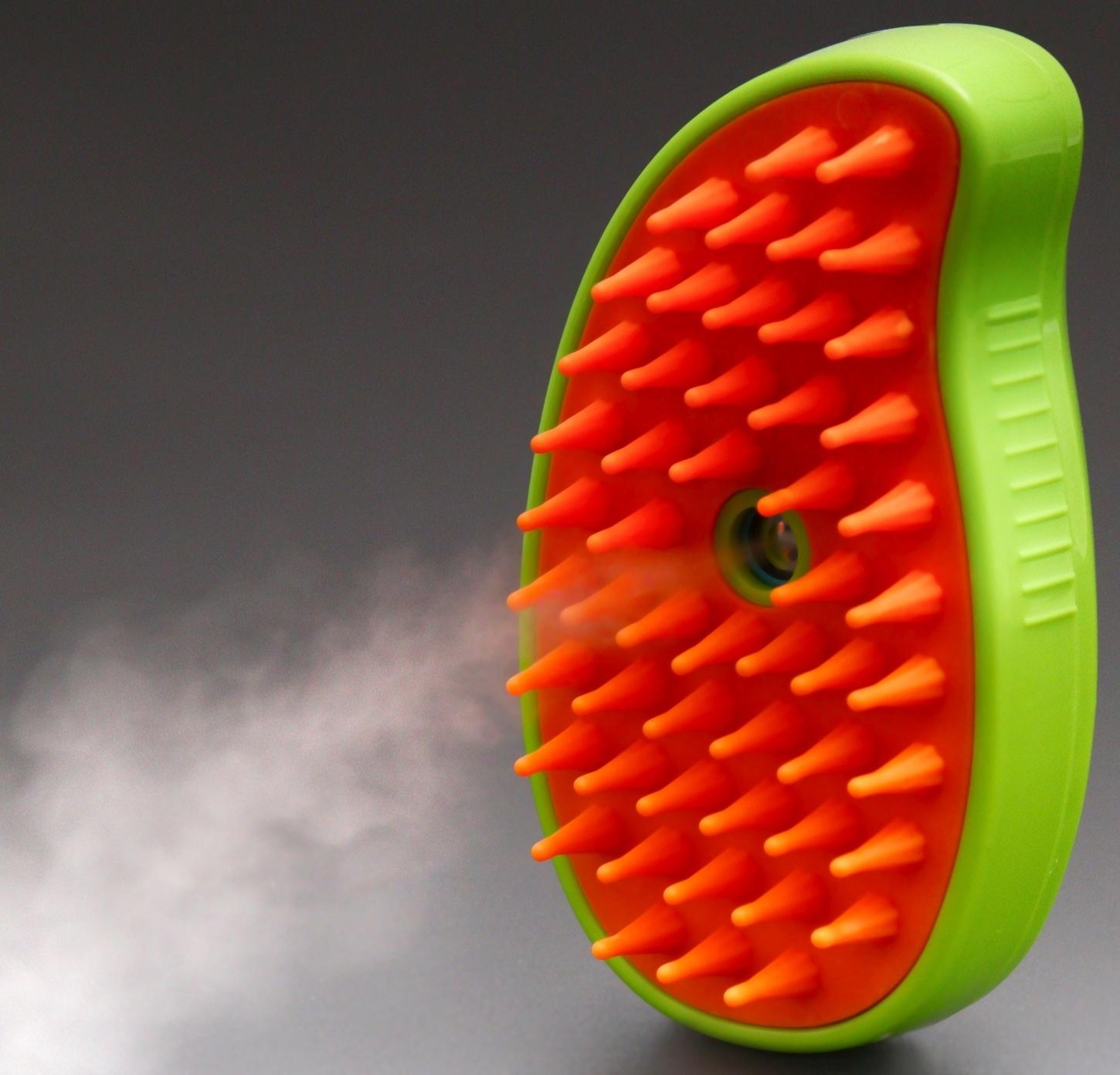 Паровая щетка-расческа для животных, с USB-зарядкой, зелёная