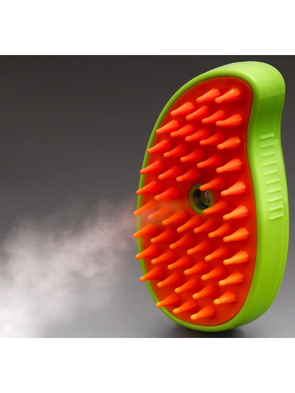Паровая щетка-расческа для животных, с USB-зарядкой, зелёная